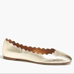 J Crew Metallic Gold Scalloped Ballet Flats 8.5